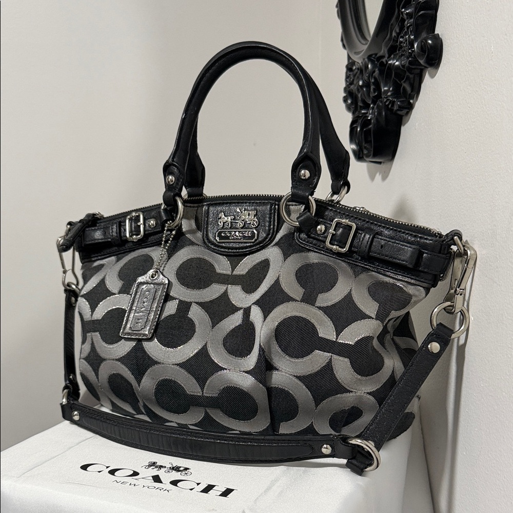 Coach Madisson Signature Black and Gray Satchel/Shoulder BAG